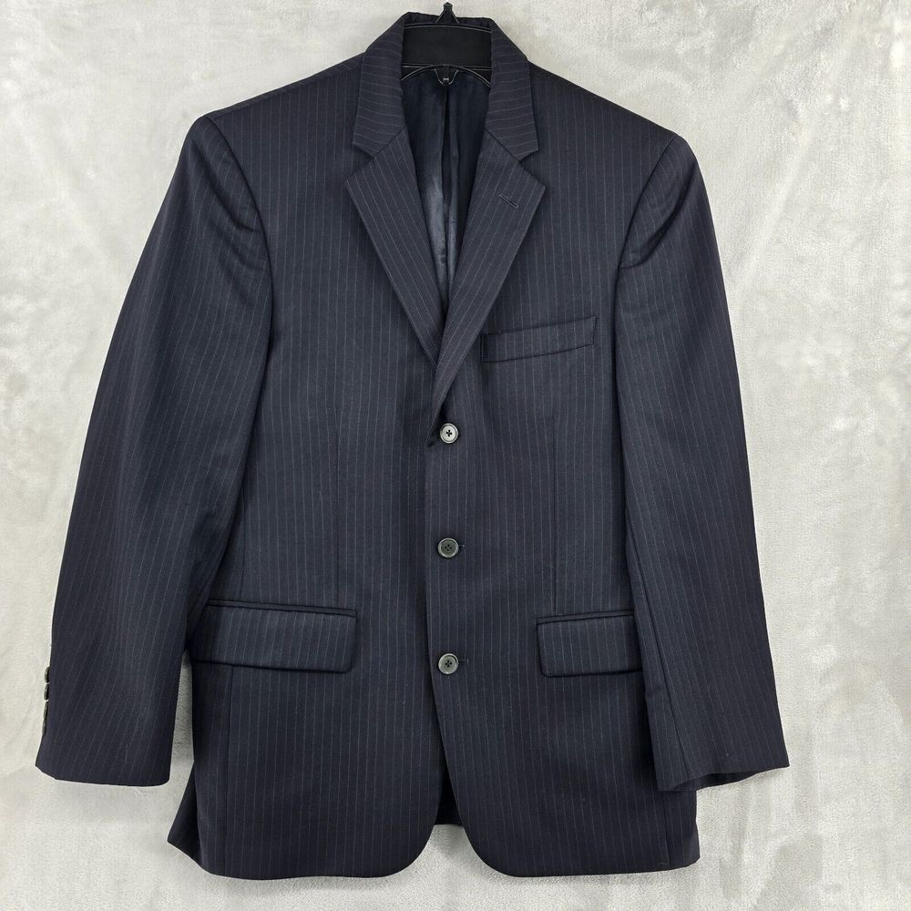 John Varvatos Loft Sport Coat Mens 38S‎ 100% Worsted Wool Navy Pinstripes